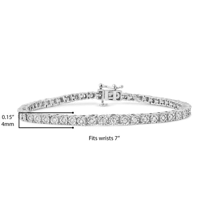 .925 Sterling Silver 1/2 Cttw Diamond Illusion - Set Miracle Plate Tennis Bracelet (I - J Color, I3 Clarity) - 7" - Anti Spier - Anti Spier - bracelet