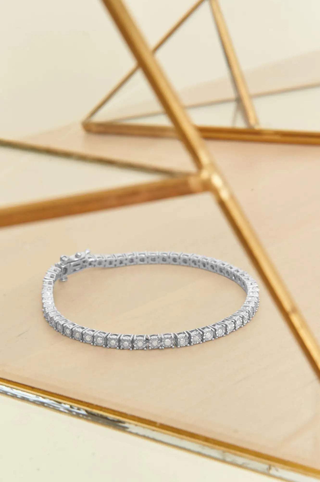 .925 Sterling Silver 1/2 Cttw Diamond Illusion - Set Miracle Plate Tennis Bracelet (I - J Color, I3 Clarity) - 7" - Anti Spier - Anti Spier - bracelet