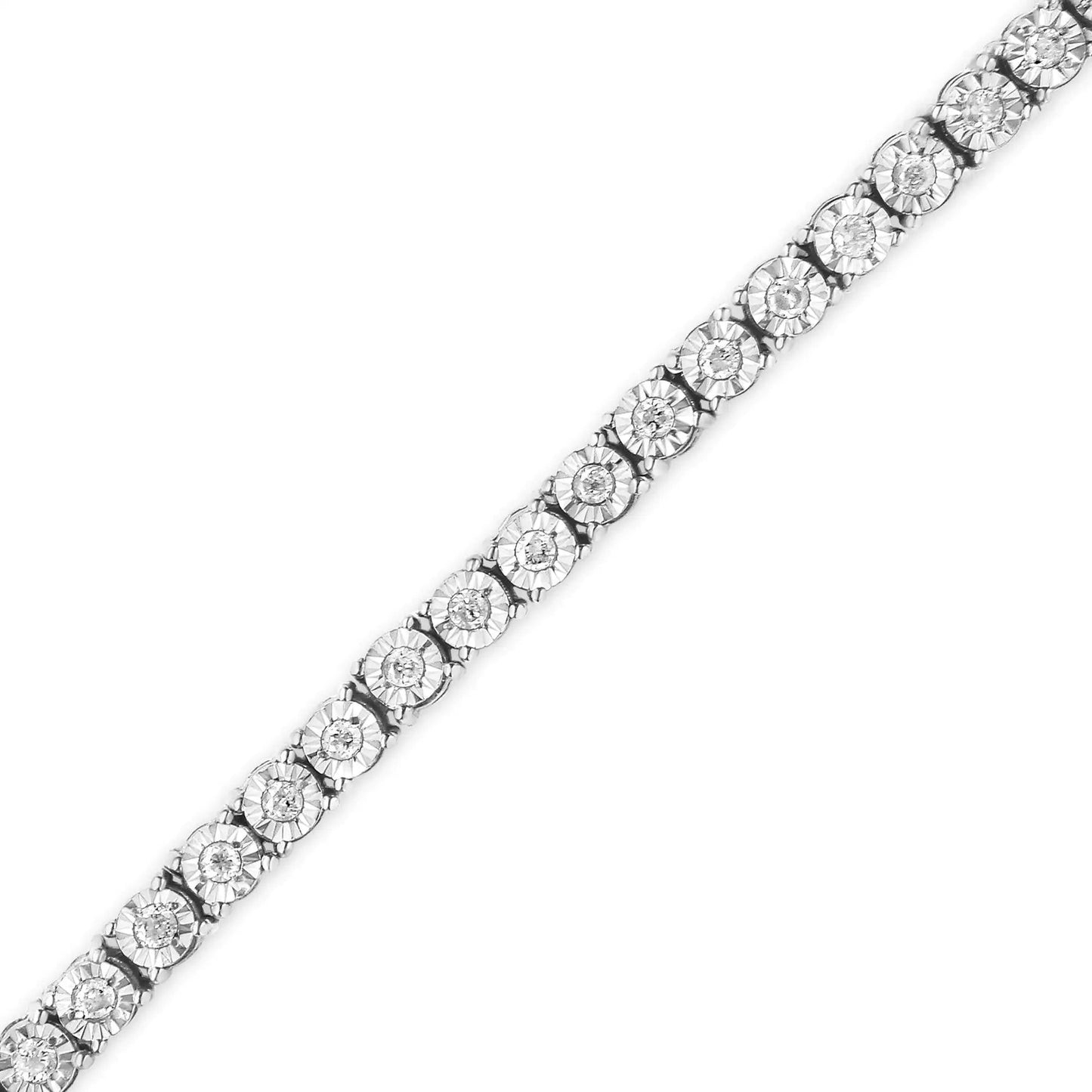 .925 Sterling Silver 1/2 Cttw Diamond Illusion - Set Miracle Plate Tennis Bracelet (I - J Color, I3 Clarity) - 7" - Anti Spier - Anti Spier - bracelet