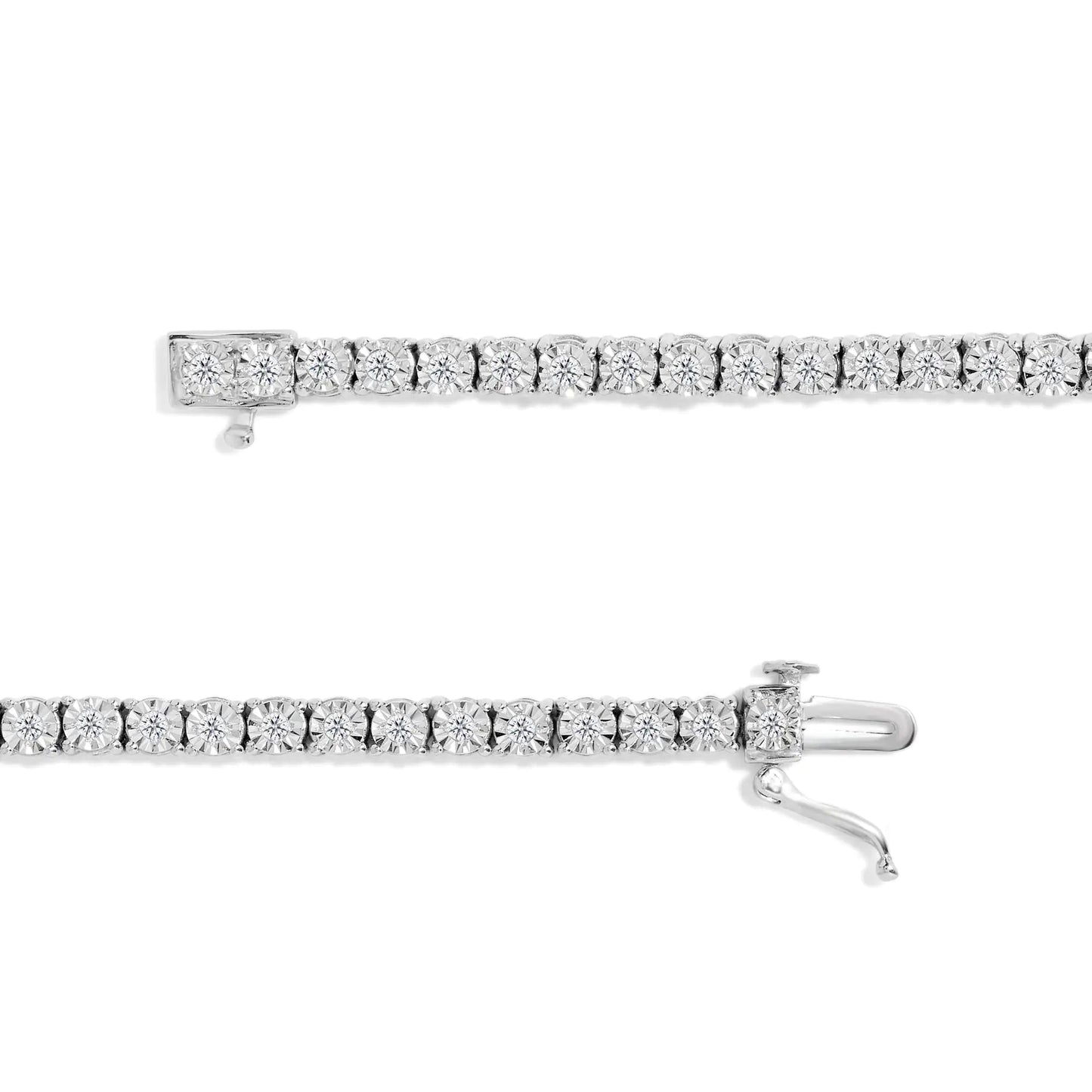 .925 Sterling Silver 1/2 Cttw Diamond Illusion - Set Miracle Plate Tennis Bracelet (I - J Color, I3 Clarity) - 7" - Anti Spier - Anti Spier - bracelet