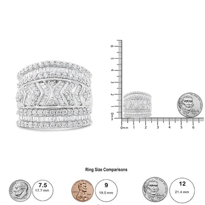 .925 Sterling Silver 2.0 Cttw Diamond Edge Multi - Row Ring Band ( J - K Color, I3 Clarity) - Anti Spier - Anti Spier - ring