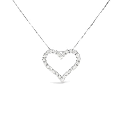 .925 Sterling Silver 2.0 Cttw Diamond Open Heart 18" Pendant Necklace (I - J Color, I2 - I3 Clarity) - Anti Spier - Anti Spier - necklace