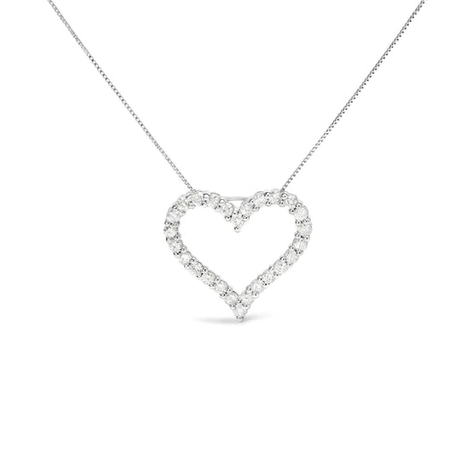 .925 Sterling Silver 2.0 Cttw Diamond Open Heart 18" Pendant Necklace (I - J Color, I2 - I3 Clarity) - Anti Spier - Anti Spier - necklace