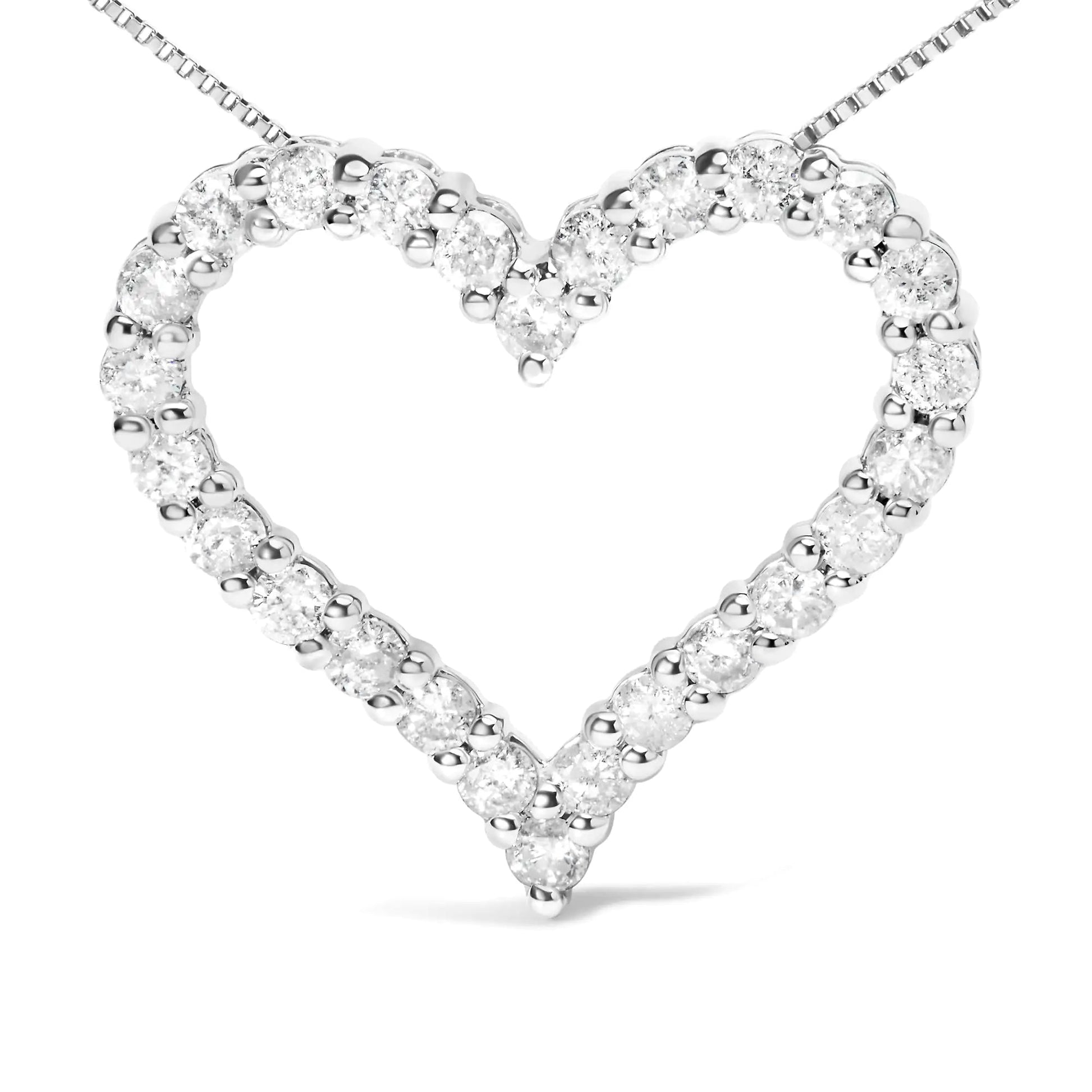 .925 Sterling Silver 2.0 Cttw Diamond Open Heart 18" Pendant Necklace (I - J Color, I2 - I3 Clarity) - Anti Spier - Anti Spier - necklace