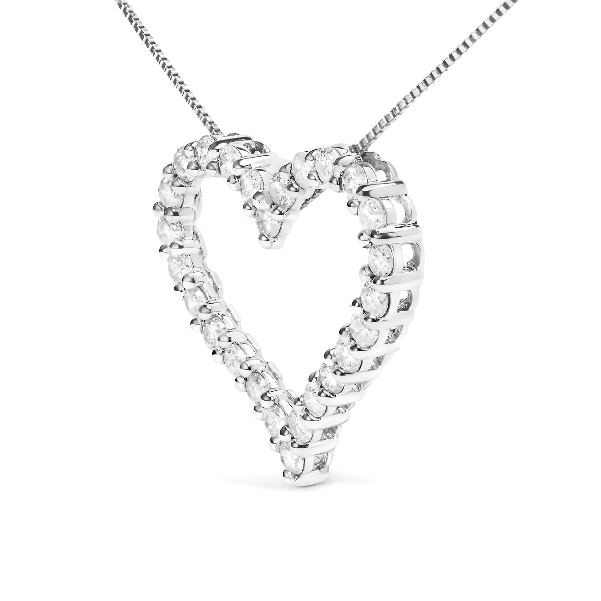 .925 Sterling Silver 2.0 Cttw Diamond Open Heart 18" Pendant Necklace (I - J Color, I2 - I3 Clarity) - Anti Spier - Anti Spier - necklace