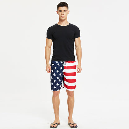 American flag Amazon cross-border exclusive for explosive quick-drying loose beach pants men's oversized five-minute swim shorts