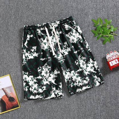 Quarter pants Men's summer beach pants Men's casual running shorts Men's 5 straight leg pants trend
