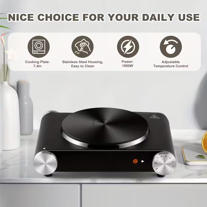 Single burner, Double Burner Electric Stove, Infrared Ceramic Cooktop With Dual Independent Control & Anti-Scald Handles - Portable Hot Plate For Home, Dorm, Camping & RV Use, Fast Heating, Easy To Clean by Anti Spier