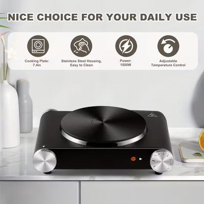 Single burner, Double Burner Electric Stove, Infrared Ceramic Cooktop With Dual Independent Control & Anti-Scald Handles - Portable Hot Plate For Home, Dorm, Camping & RV Use, Fast Heating, Easy To Clean by Anti Spier