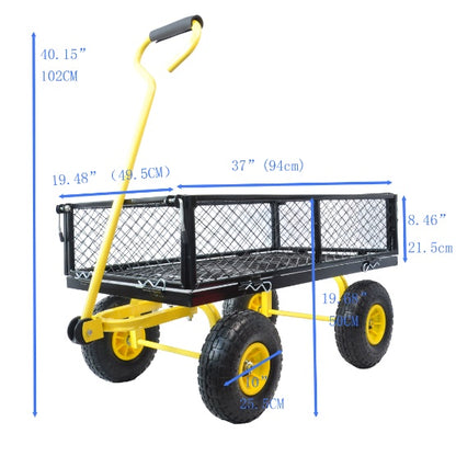 Carriage Garden Cart Steel Garden Cart With Swivel Handle And Detachable Sides, Practical Heavy Duty Garden Cart And Trolley