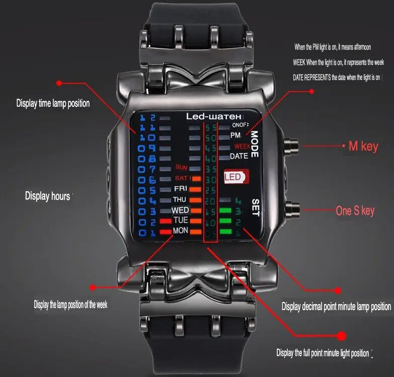 Luxury Men's Watch LED Sports Date Digital Bracelet Waterproof Quartz Wristwatch