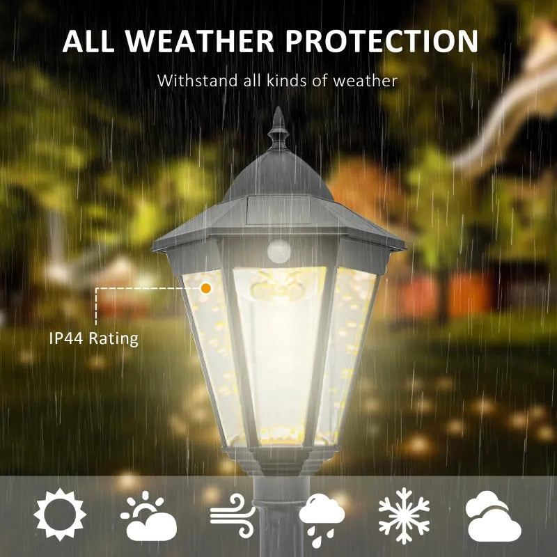Outsunny 92.5" Outdoor Lamp Post Light, Solar-Powered Streetlight, w/ Clear Glass, Black by Dropsure