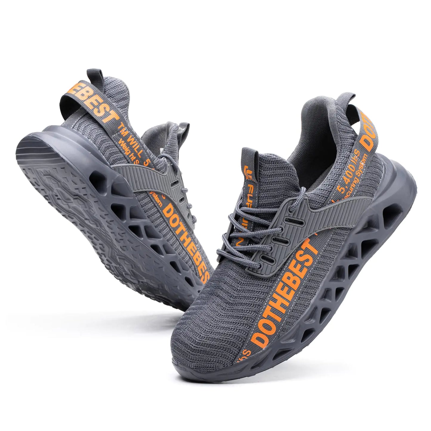 Furuian Steel Toe Sneakers for Men Women Lightweight Safety Shoes Comfortable Puncture Proof Slip On Indestructible Work Shoes 6.5 Women/5 Men Waterproof Grey