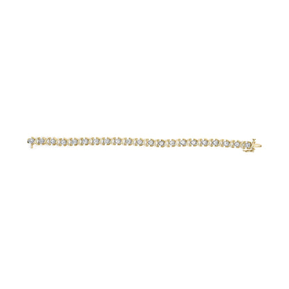 14K Yellow Gold 5.00 Cttw Round-Cut Diamond X-Link 7.5" Bracelet (J-K Color, I1-I2 Clarity) - Anti Spier 