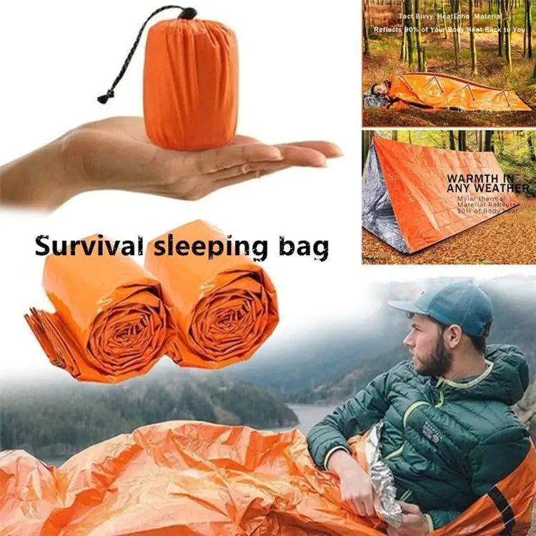 Emergency Survival Sleeping BagAnti Spier Anti SpierEmergency Survival Sleeping BagOverview:
 
 1. Ease of use，Easier than an emergency space blanket, Just pull out of the stuff sack, unroll and climb inside. the emergency sleeping bag can be use