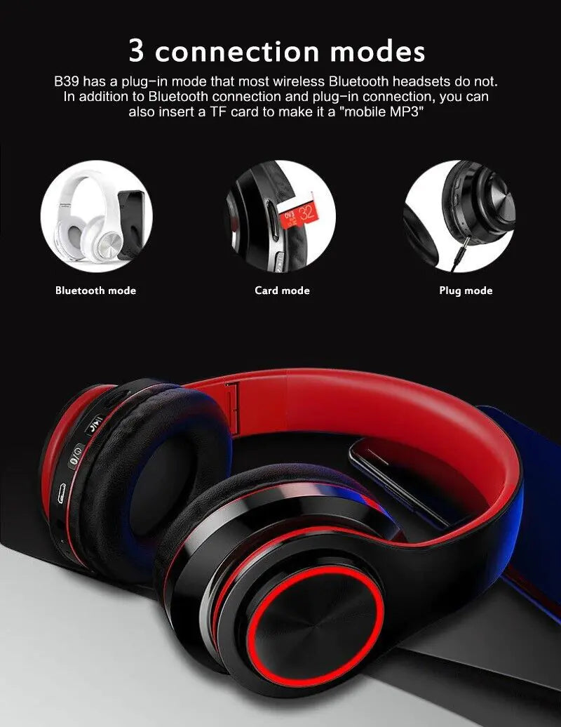 Super Bass Wireless Bluetooth Headphones Foldable Stereo Earphones Headsets Mic - Anti Spier 