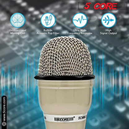 5Core XLR Microphone Dynamic Mic Karaoke Singing Studio Mics Handheld Microfono