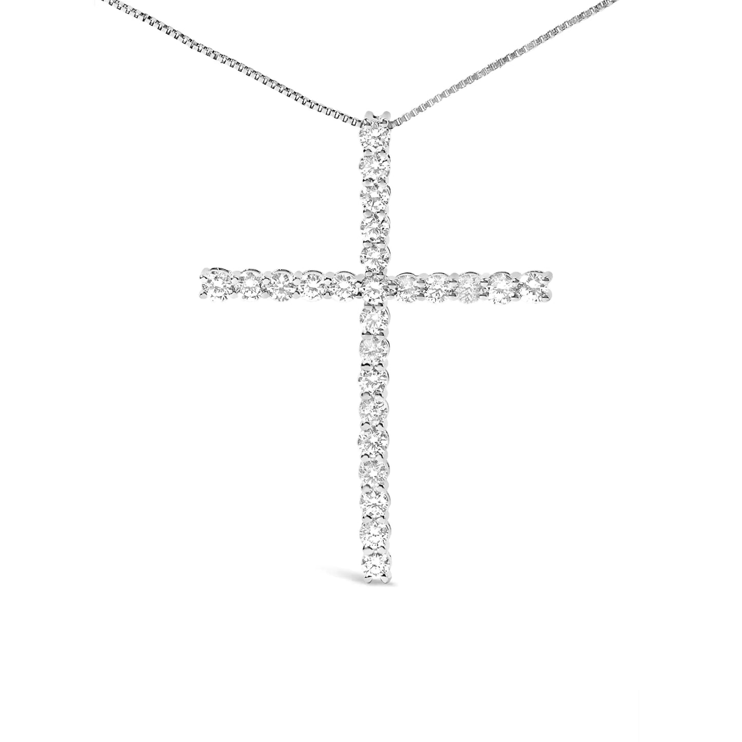 14K White Gold 2.0 Cttw Lab Grown Diamond Cross 18" Inch Pendant Necklace (F-G Color, VS2-SI1 Clarity) - Anti Spier 