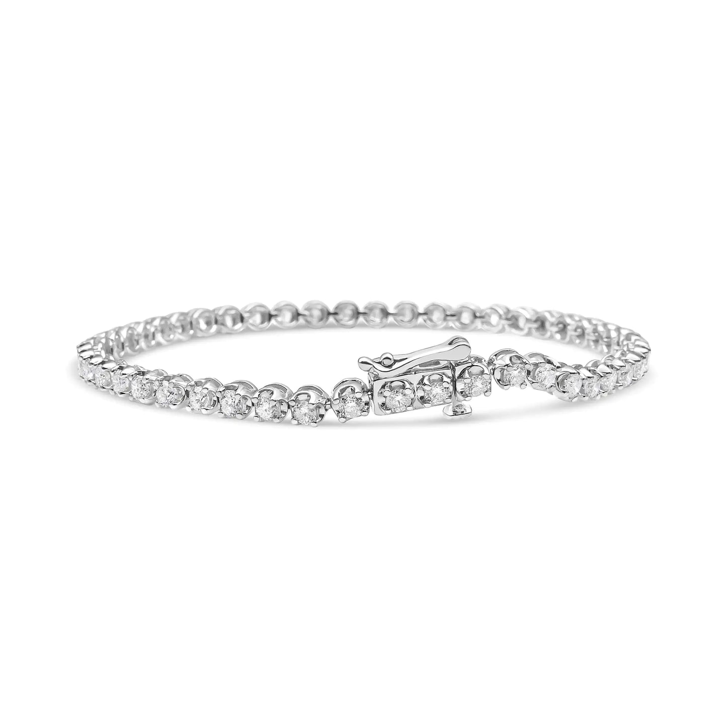 14K White Gold 5.0 Cttw Diamond" Classic Tennis Bracelet for Women (H-I Color, SI1-SI2 Clarity) - 7" Inches - Anti Spier 