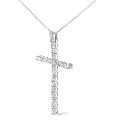 14K White Gold 2.0 Cttw Lab Grown Diamond Cross 18" Inch Pendant Necklace (F-G Color, VS2-SI1 Clarity) - Anti Spier 