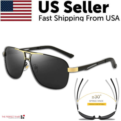 Mens Polarized Pilot Sunglasses Outdoor Driving UV400 Sun Glasses Sport Eyewear - Anti Spier 