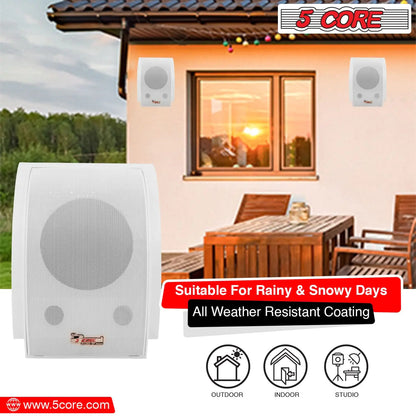 5Core Outdoor Speakers Stereo In Wall 100W Peak Passive Home Audio System