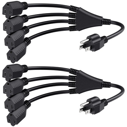 Cable Matters [UL Listed] 2-Pack 4 Outlet Power Splitter Cord (Power Cord Splitter) 1.5 Feet