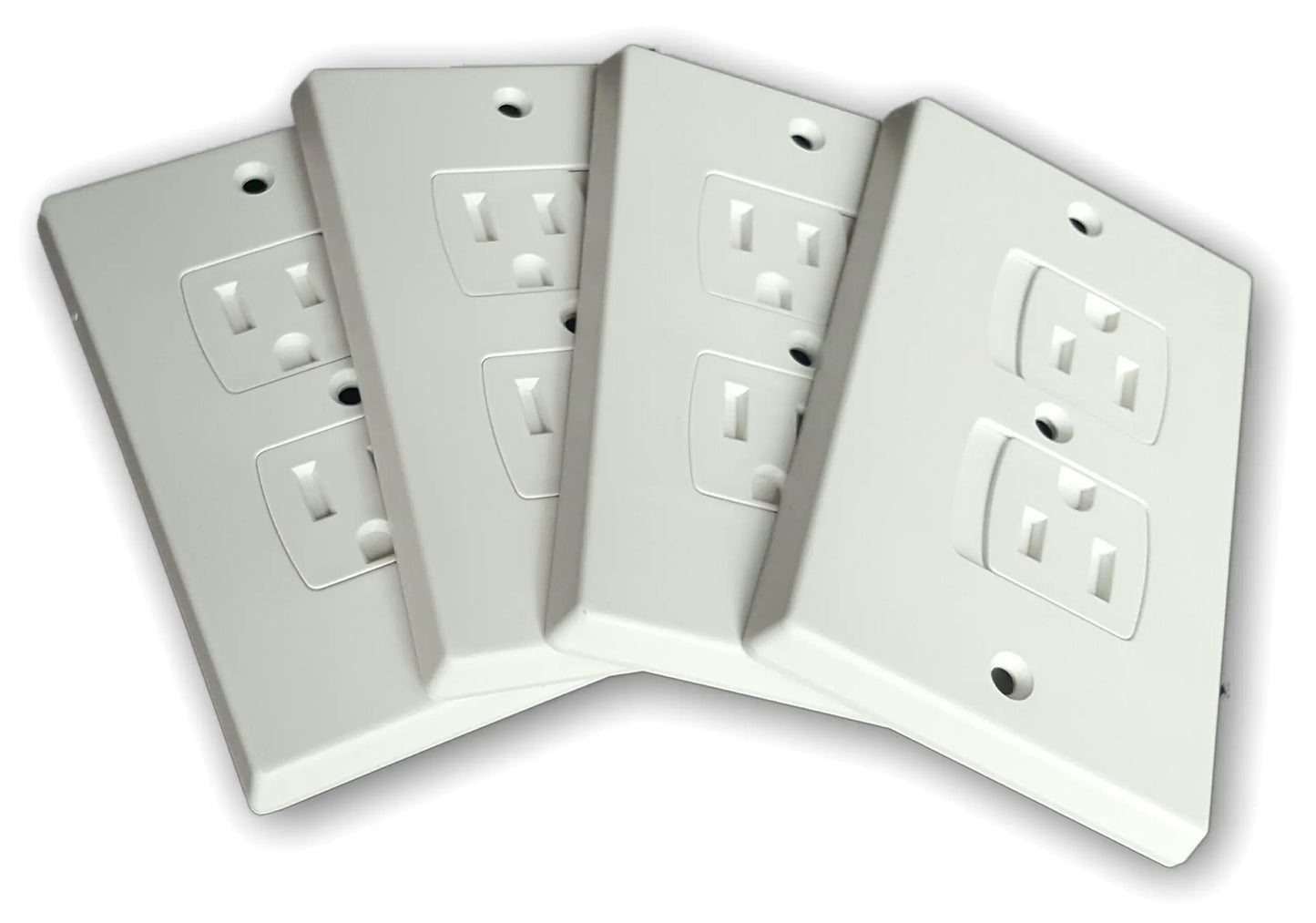 Self-Closing Electrical Wall Outlet Covers for Baby Proofing Premium Plastic Standard-Size Child Proof Outlet Cover 4.6 x 3 Inches Pack of 4 White - Wonderkid
