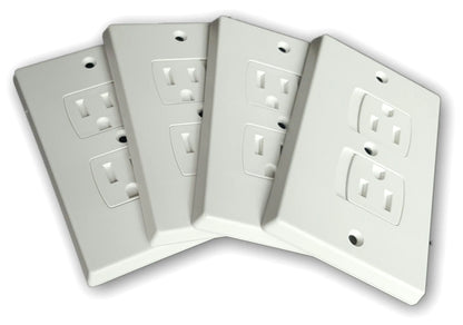 Self-Closing Electrical Wall Outlet Covers for Baby Proofing Premium Plastic Standard-Size Child Proof Outlet Cover 4.6 x 3 Inches Pack of 4 White - Wonderkid