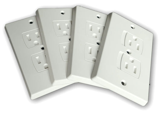 Self-Closing Electrical Wall Outlet Covers for Baby Proofing Premium Plastic Standard-Size Child Proof Outlet Cover 4.6 x 3 Inches Pack of 4 White - Wonderkid