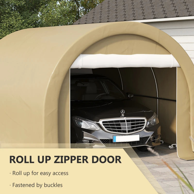 Outsunny 10' x 16' Carport, Heavy Duty Portable Garage Storage Tent with Large Zippered Door, Anti-UV PE Canopy Cover for Car, Truck, Boat, Motorcycle, Bike, Garden Tools, Outdoor Work by Dropsure
