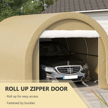 Outsunny 10' x 16' Carport, Heavy Duty Portable Garage Storage Tent with Large Zippered Door, Anti-UV PE Canopy Cover for Car, Truck, Boat, Motorcycle, Bike, Garden Tools, Outdoor Work by Dropsure