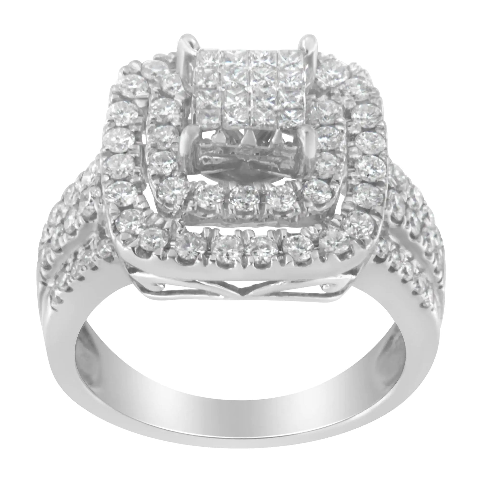 14KT White Gold Diamond Cocktail Ring (1 1/2 cttw, H-I Color, SI2-I1 Clarity) - Anti Spier 