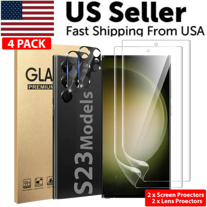 Tempered Glass Screen Protector Lens Hydrogel For Samsung S23 S22 Ultra Plus USA - Anti Spier 