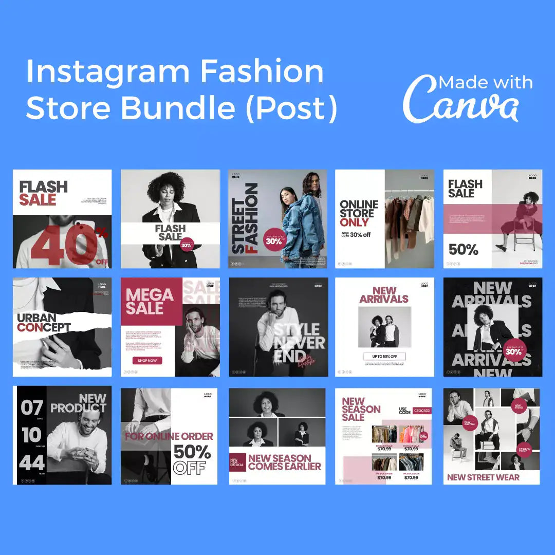 Downloadable Instagram Fashion Store 100 Pages Bundle