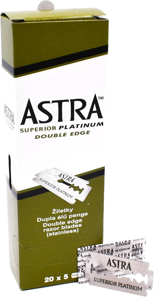 Astra Platinum Double Edge Safety Razor Blades,100 Blades (20 x 5) 100 Count (Pack of 1)