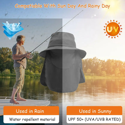 Wide Brim Sun Hat UV Protection Bucket Cap For Hiking Camping Fishing Safari Men - Anti Spier 