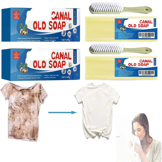 Grand Underwear CleaningCanal Old Soap with BrushLaundry Soap Bars Grand underwear cleaning soap canal old soap long lasting fragrance (2pcs)