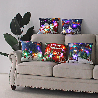 Super Soft Plush Christmas LED Lantern Pillowcase