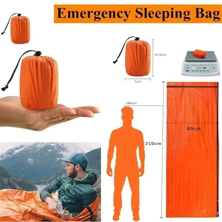 Emergency Survival Sleeping BagAnti Spier Anti SpierEmergency Survival Sleeping BagOverview:
 
 1. Ease of use，Easier than an emergency space blanket, Just pull out of the stuff sack, unroll and climb inside. the emergency sleeping bag can be use