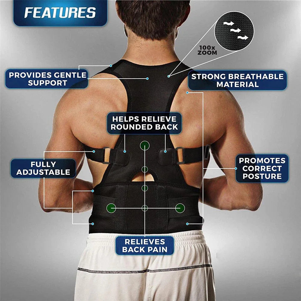 Posture Corrector Support Magnetic Back Shoulder Brace Belt Band For Men Women - Anti Spier 