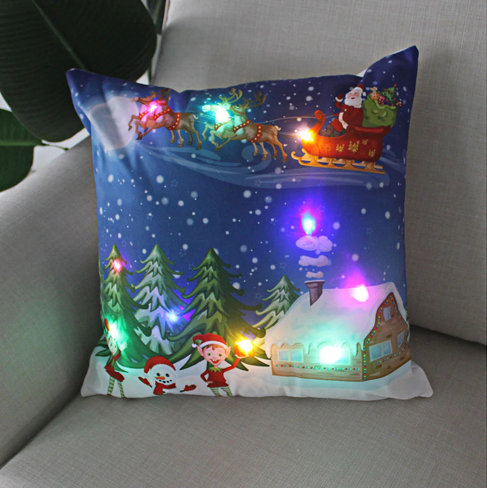 Super Soft Plush Christmas LED Lantern Pillowcase