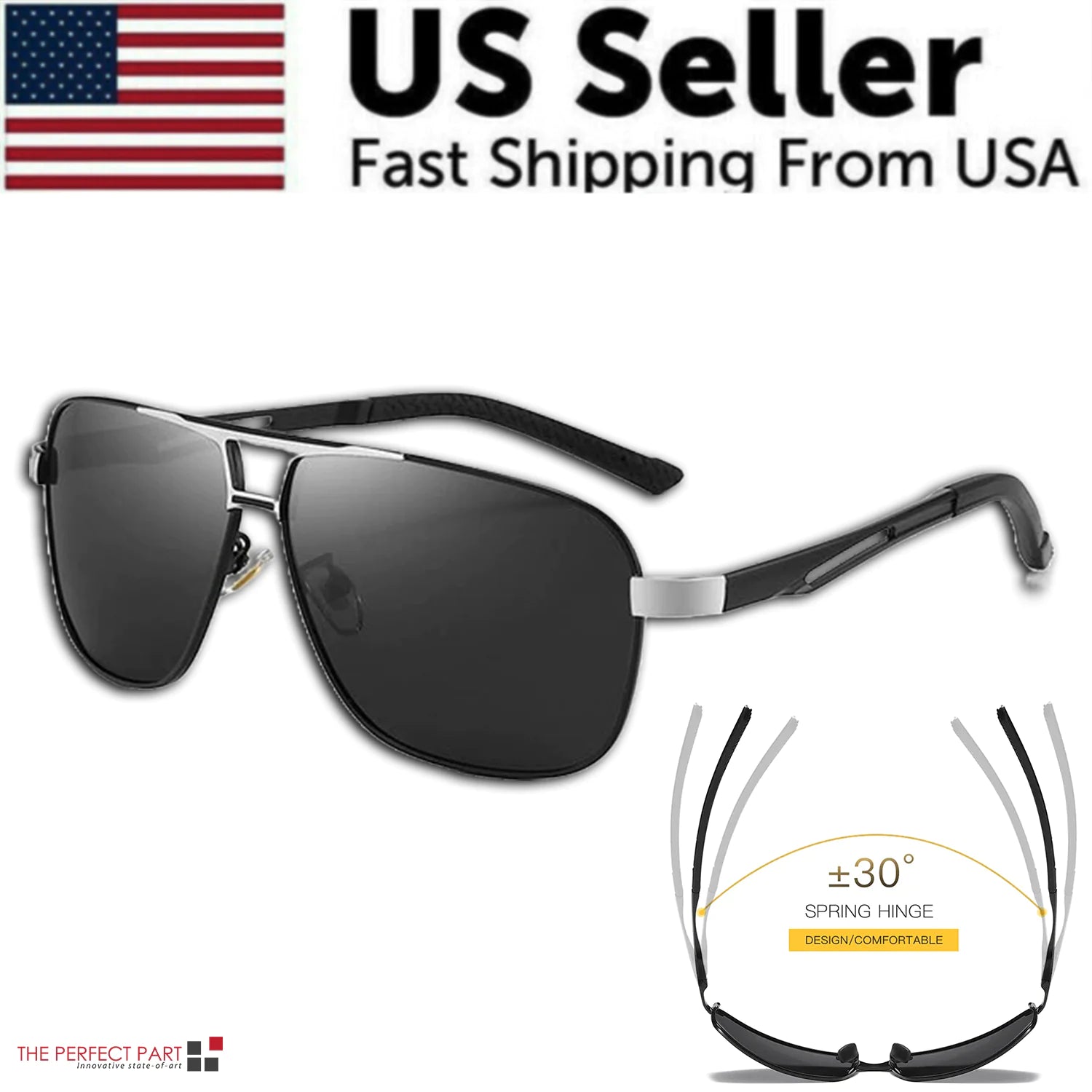 Mens Polarized Pilot Sunglasses Outdoor Driving UV400 Sun Glasses Sport Eyewear - Anti Spier 