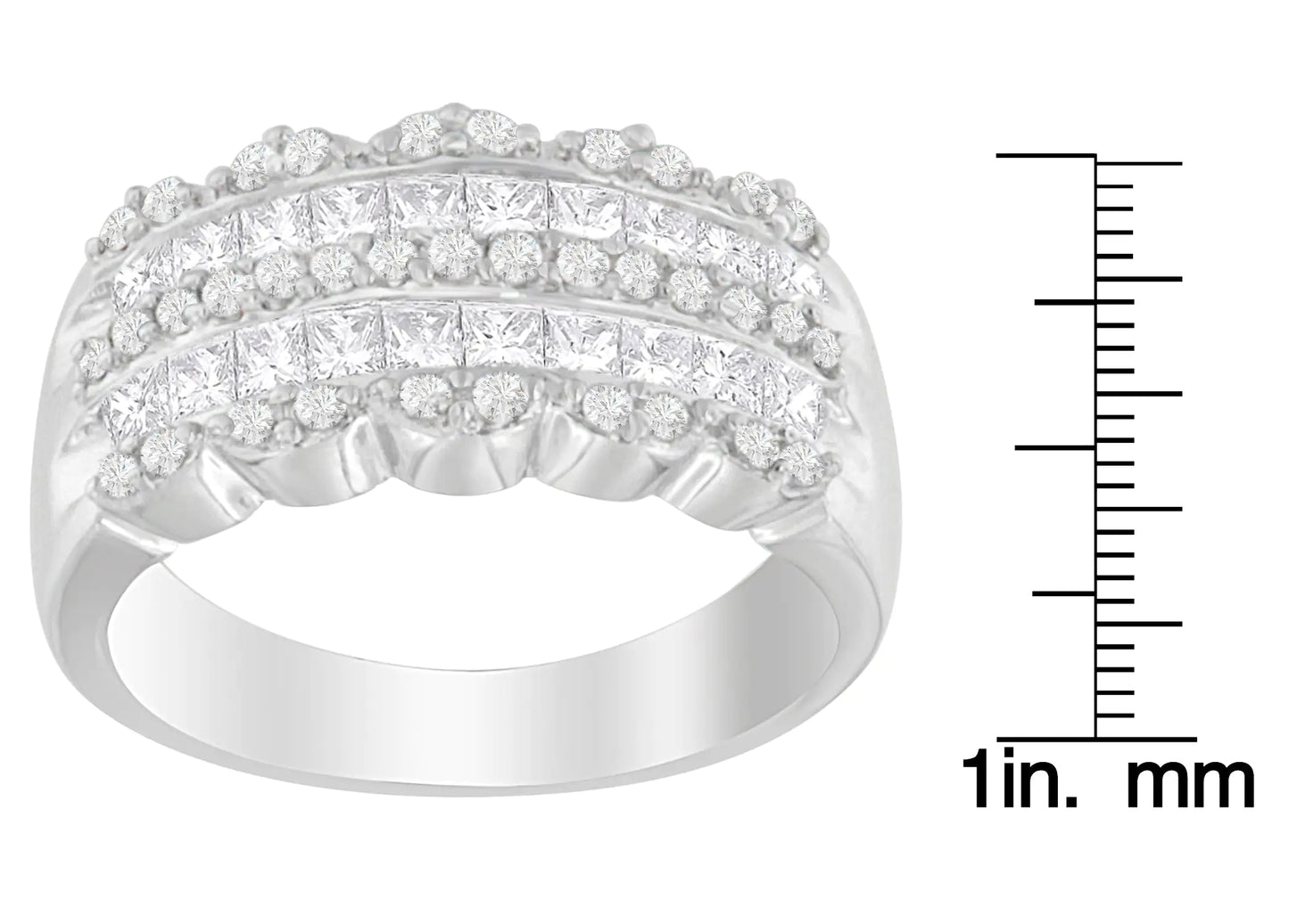 14K White Gold 1 1/7ct. TDW Round and Princess-Cut Diamond Ring(H-I, SI2-I1) - Anti Spier 