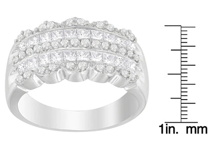 14K White Gold 1 1/7ct. TDW Round and Princess-Cut Diamond Ring(H-I, SI2-I1) - Anti Spier 