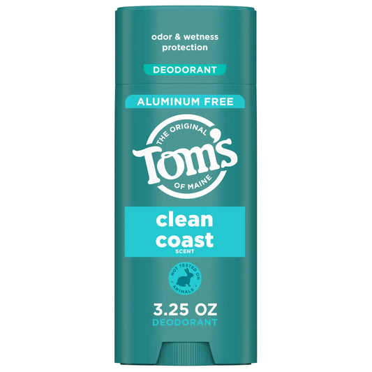 Tom’s of Maine Clean Coast Aluminum Free Natural Deodorant For Women & Men | Goes on Clear | Odor & Wetness Protection | Naturally Derived and Moisture-Locking Ingredients | 3.25 oz 3.25 Ounce (Pack of 1)