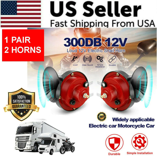 2PC 12V 300DB Super Loud Train Air Horn Waterproof Motorcycle Car Truck SUV Boat