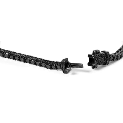 Black Rhodium Plated .925 Sterling Silver 5.00 Cttw Black Diamond Tennis Bracelet  (Black Color, I2-I3 Clarity) - 8.5 Inches - Anti Spier 