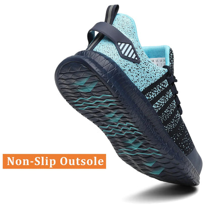 Steel Toe Shoes for Men and Women Comfortable Lightweight Work Safety Shoes Puncture Proof Slip Resistant Indestructible Sneakers Construction Work Utility Shoes 12 Women/10.5 Men Blue