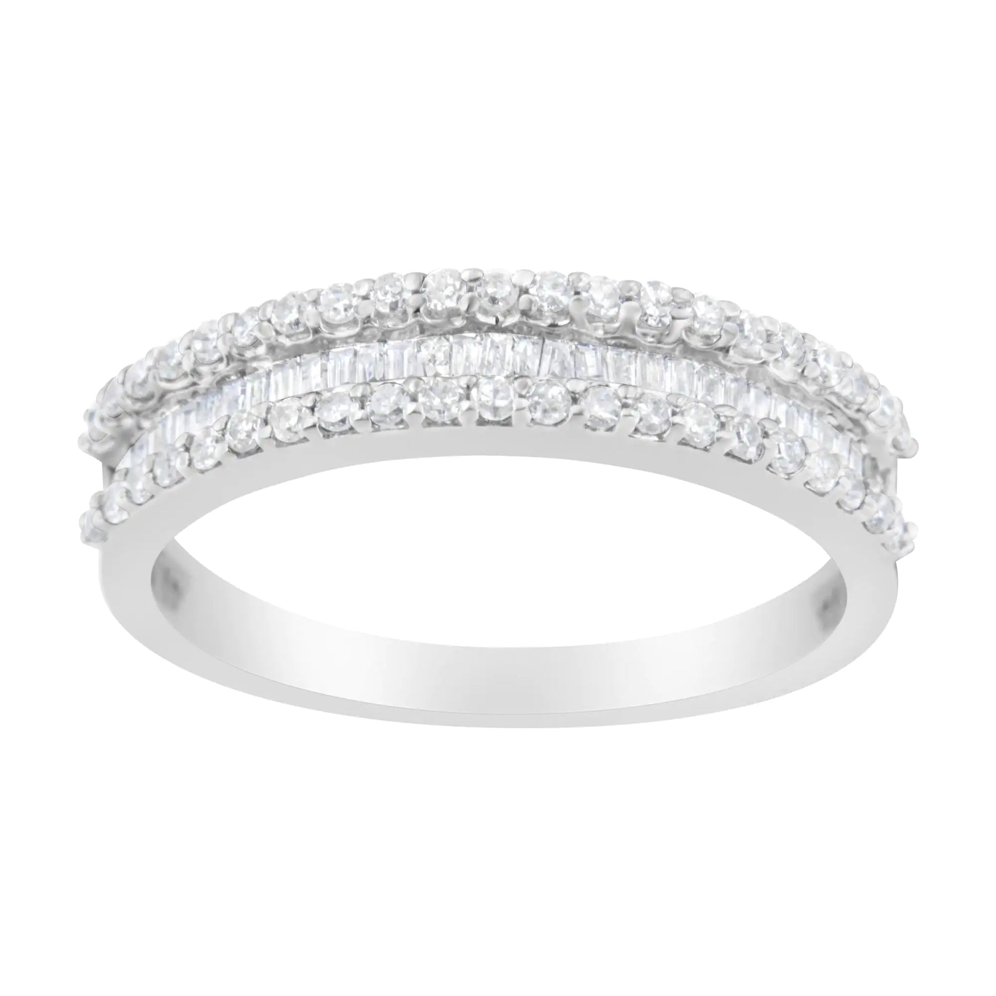 14KT White Gold 1/2 Cttw Diamond Modern Band Ring (H-I Color, SI2-I1 Clarity) - Anti Spier 